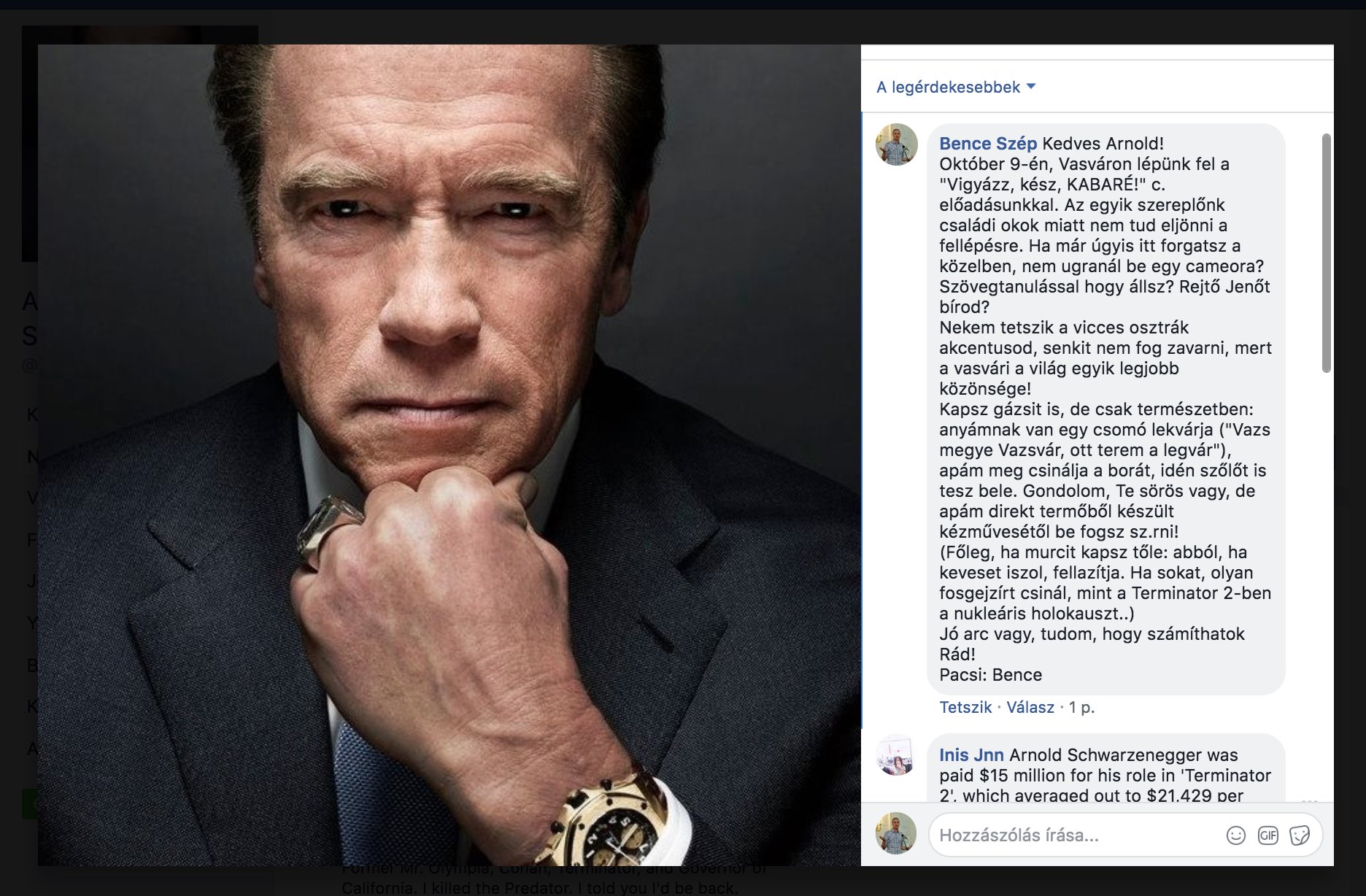 Vasvár Arnold Schwarzenegger humorista trollkodás