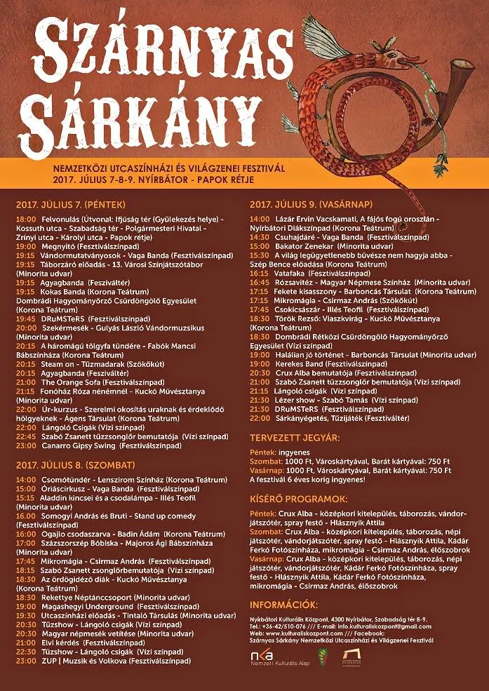 Szárnyas Sárkány fesztivál 2017 részletes program