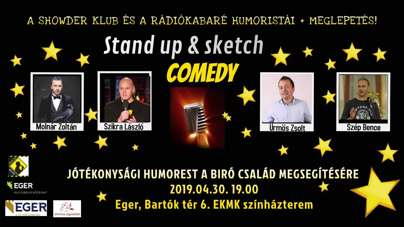 Humoristák jótékonysági humorestje Egerben az Animus Egyesület szervezésében