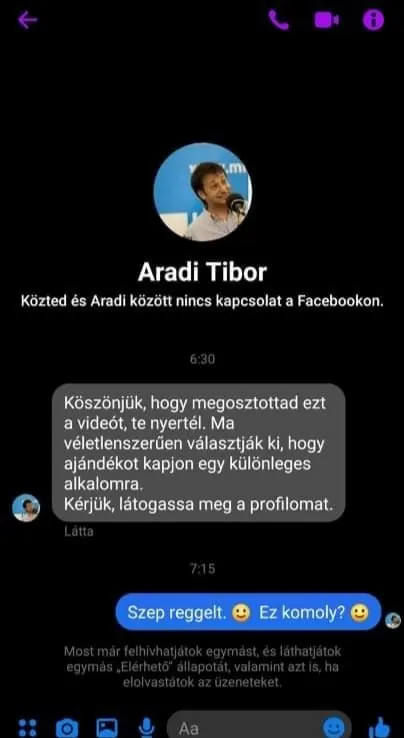 Aradi Tibor humorista kamuprofil